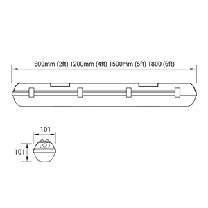 GRP Dustproof Dimensions